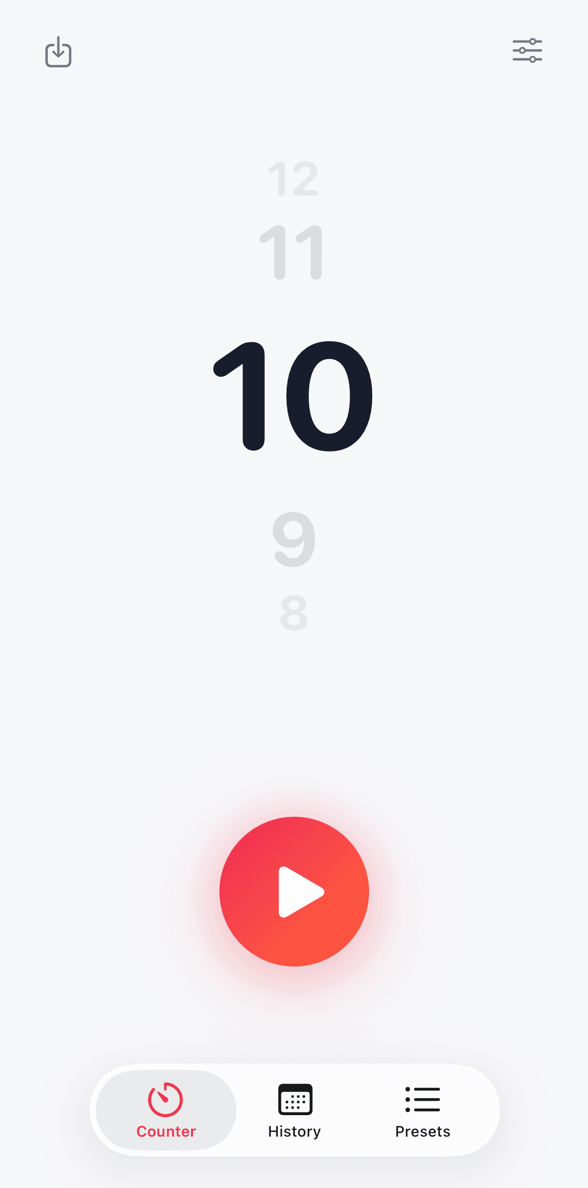 One More voice rep counter screen