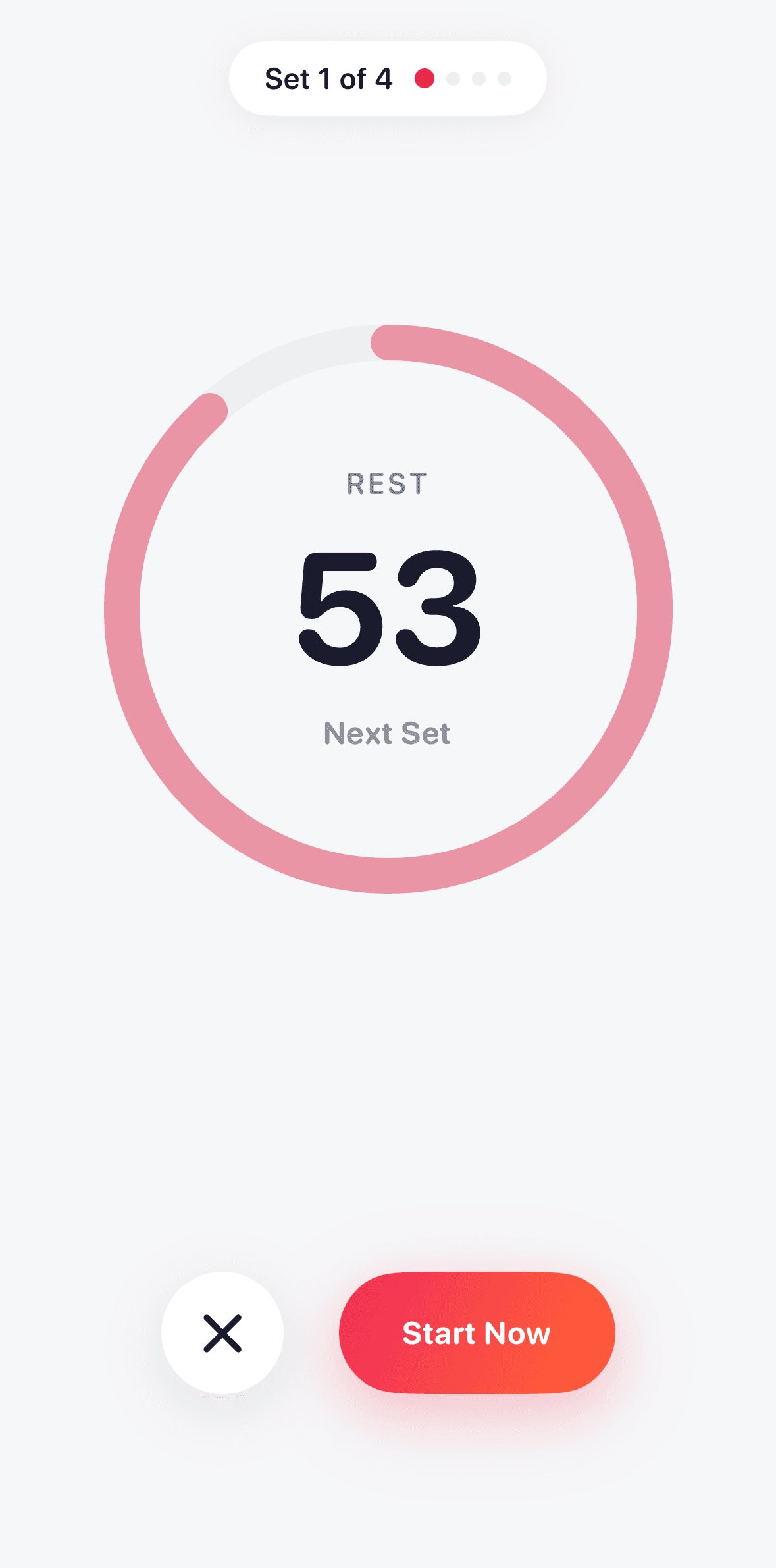 One More workout setup screen